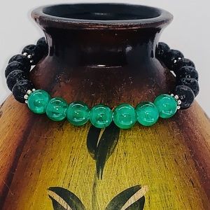 Jade with Lavastone beaded bracelet